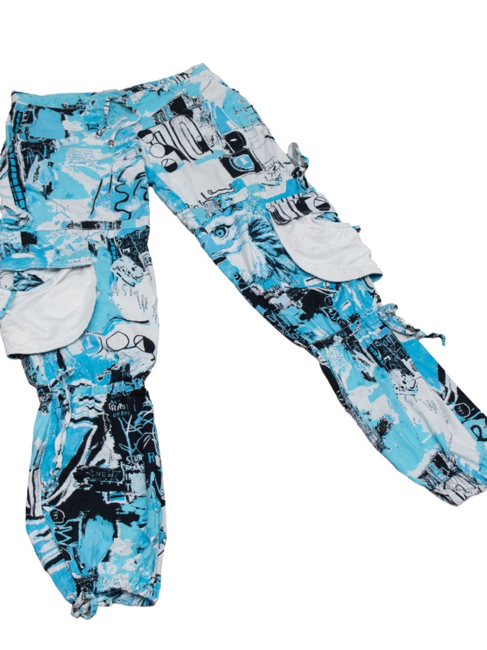 Roberto Cavalli Freedom Cargo Pants Blue Graphic Print Utility Joggers Size 42 - Picture 3 of 11